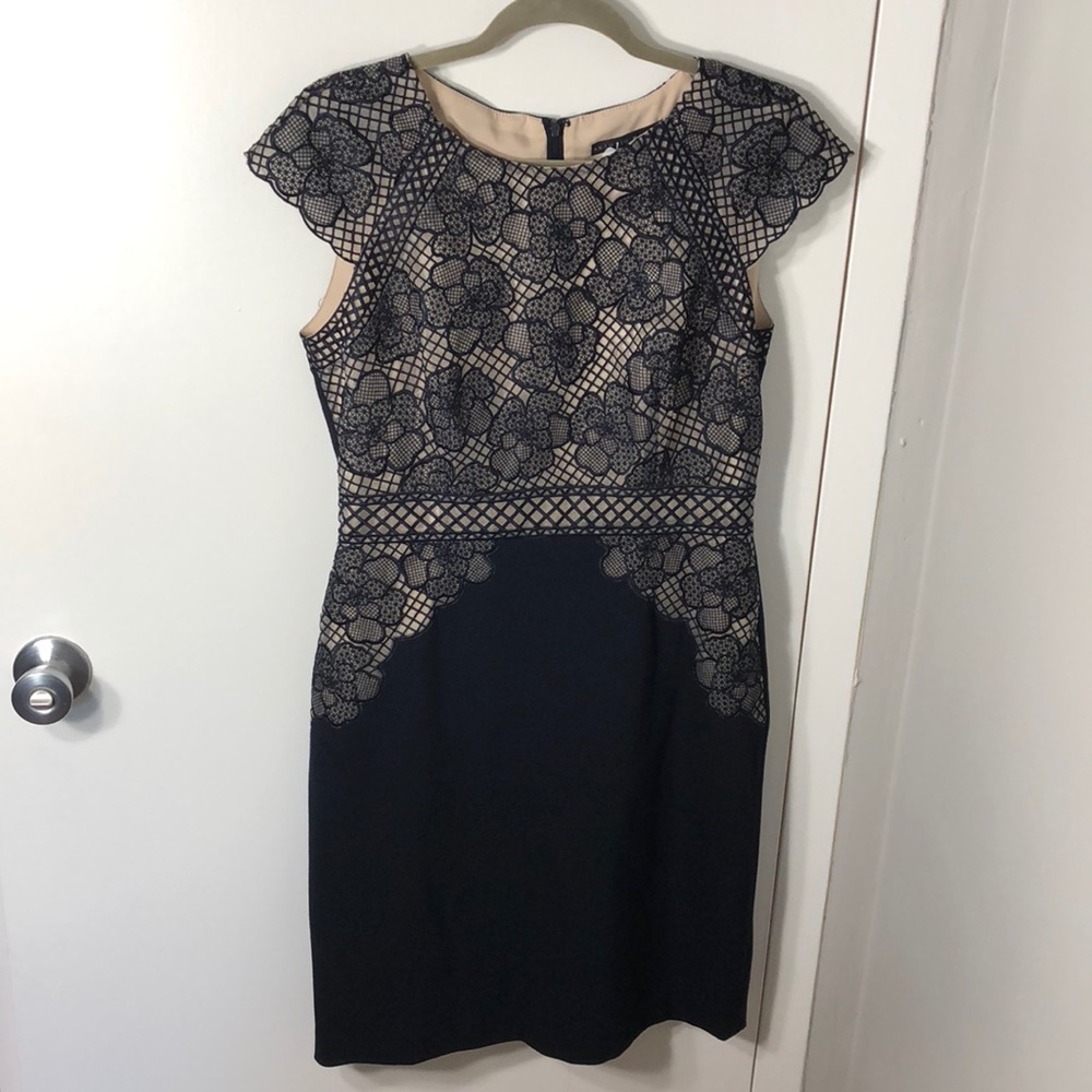 Beautiful Modern Navy Floral Sheath Dress